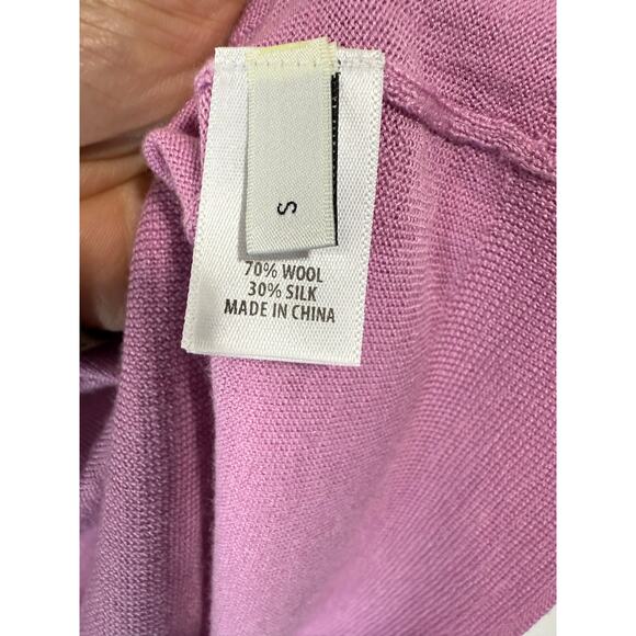 St John Womens Wool Silk Cardigan Sweater Long Sleeve Sz S Gold Buttons Lavender - Picture 10 of 12